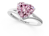 White gold Fancy Pink Heart  Solitaire Diamond Ring with Six-Prong Setting and Tapered Band_18