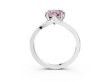 White gold Fancy Pink Heart  Solitaire Diamond Ring with Six-Prong Setting and Tapered Band_20
