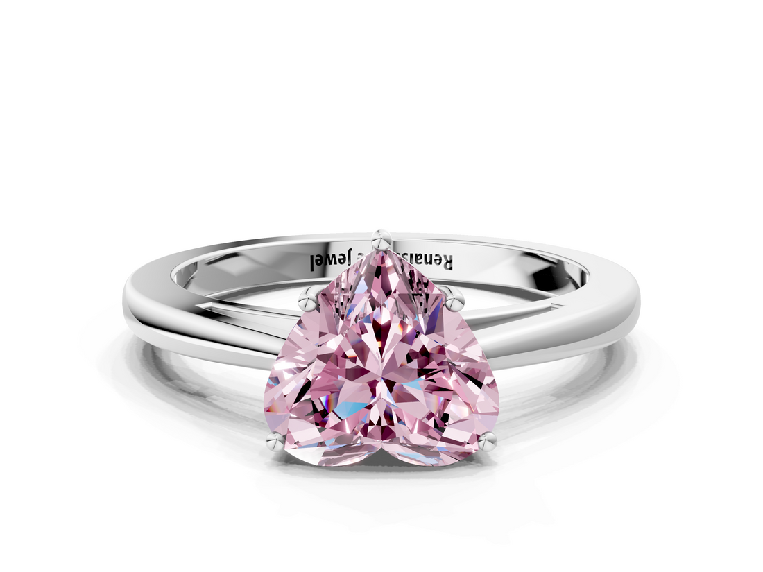 White gold Fancy Pink Heart  Solitaire Diamond Ring with Split Shank and Four-Prong Setting_20