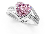White gold Fancy Pink Heart  Solitaire Diamond Ring with Split Shank and Prong Setting_43