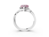 White gold Fancy Pink Heart  Solitaire Diamond Ring with Split Shank and Prong Setting_45