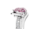 White gold Fancy Pink Heart  Solitaire Diamond Ring with Split Shank and Prong Setting_46