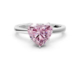 White gold Fancy Pink Heart  Solitaire Diamond Ring with Thin Band and Four-Prong Setting_60