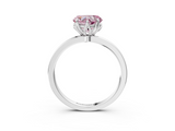 White gold Fancy Pink Heart  Solitaire Diamond Ring with Thin Band and Four-Prong Setting_6