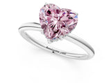 White gold Fancy Pink Heart  Solitaire Diamond Ring with a Classic Band and Four-Prong Setting 1