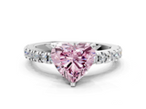 White gold Fancy Pink Heart  Solitaire Diamond with Pavé Band and Four-Prong Setting_62