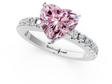 White gold Fancy Pink Heart  Solitaire Diamond with Pavé Band and Four-Prong Setting_64