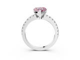 White gold Fancy Pink Heart  Solitaire Diamond with Pavé Band and Four-Prong Setting_66