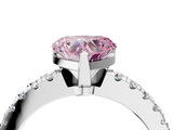 White gold Fancy Pink Heart  Solitaire Diamond with Pavé Band and Four-Prong Setting_66