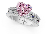 White gold Fancy Pink Heart  Solitaire Diamond with Pave and Channel Set Band_86
