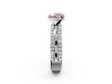 White gold Fancy Pink Heart  Solitaire Diamond with Pave and Channel Set Band_86