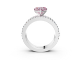 White gold Fancy Pink Heart  Solitaire Diamond with Pave and Channel Set Band_88