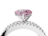 White gold Fancy Pink Heart  Solitaire Diamond with Pave and Channel Set Band_89