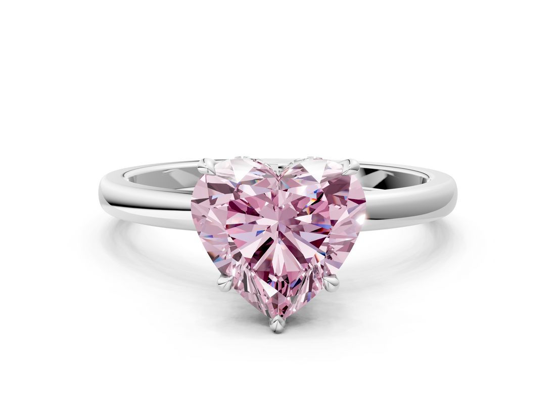 White gold Fancy Pink Heart  Solitaire Engagement Ring with Cathedral Band and Four-Prong Setting_21