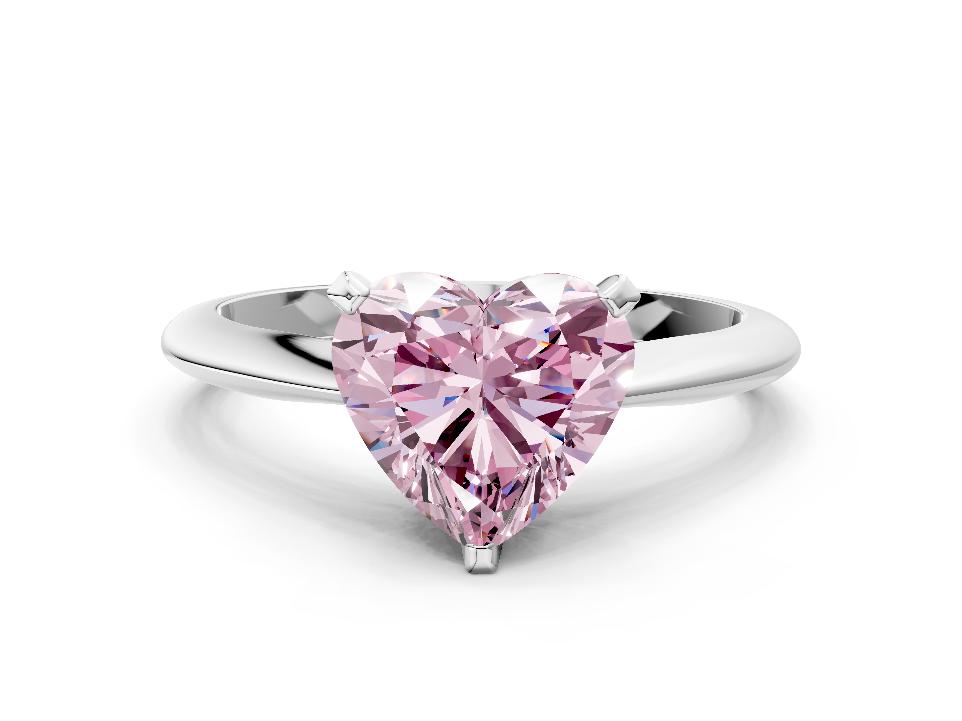 White gold Fancy Pink Heart  Solitaire Engagement Ring with Classic Band and Four-Prong Setting_70