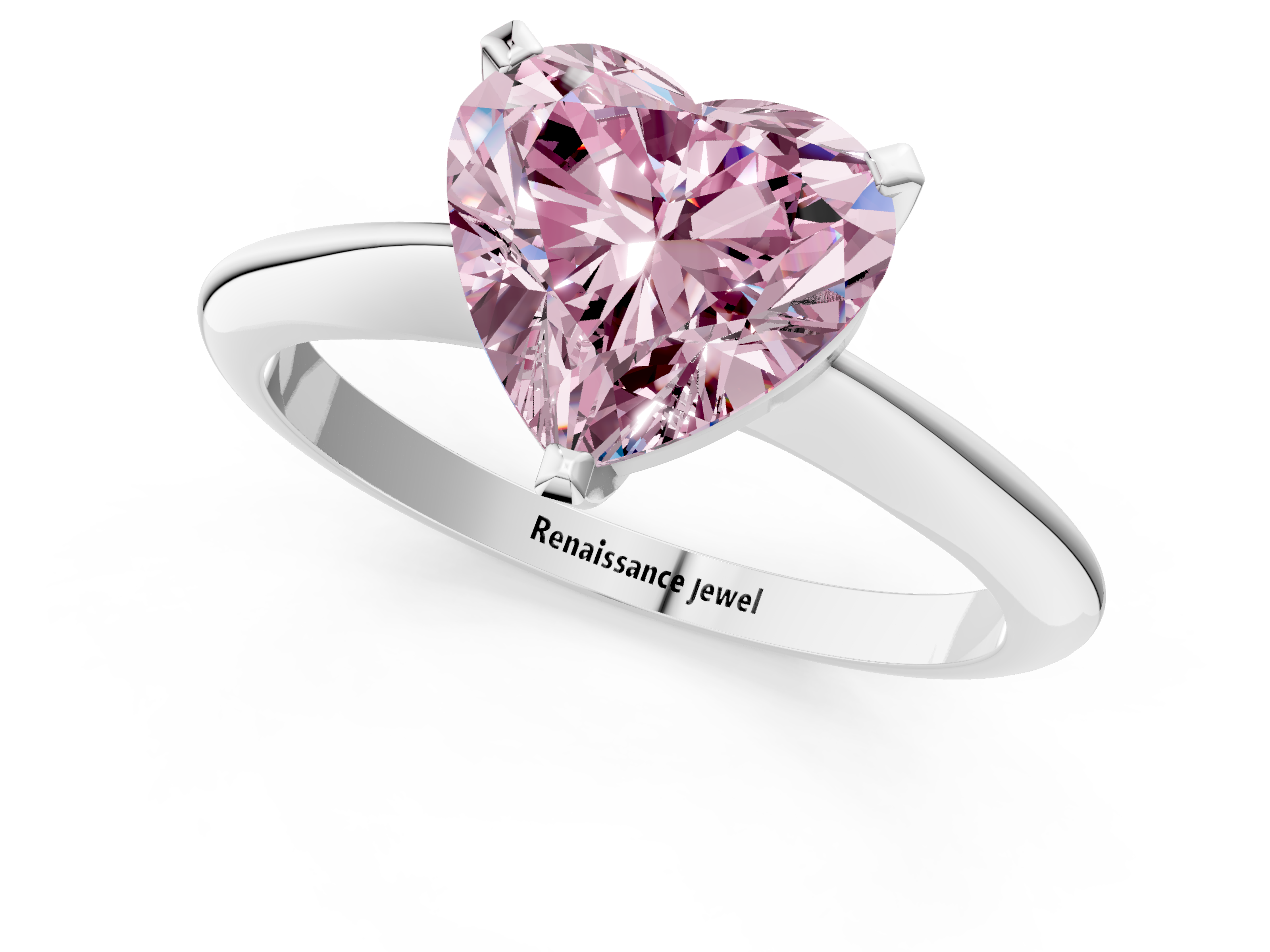 White gold Fancy Pink Heart  Solitaire Engagement Ring with Classic Band and Four-Prong Setting_71