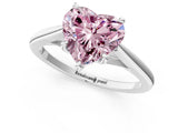 White gold Fancy Pink Heart  Solitaire Engagement Ring with Four-Prong Setting and Classic Band 2
