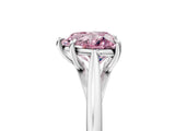 White gold Fancy Pink Heart  Solitaire Engagement Ring with Four-Prong Setting and Classic Band