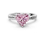 White gold Fancy Pink Heart  Solitaire Engagement Ring with Scrollwork Band and Four-Prong Setting_150