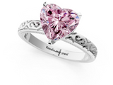 White gold Fancy Pink Heart  Solitaire Engagement Ring with Scrollwork Band and Four-Prong Setting_151