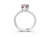 White gold Fancy Pink Heart  Solitaire Engagement Ring with Scrollwork Band and Four-Prong Setting_153