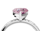White gold Fancy Pink Heart  Solitaire Engagement Ring with Scrollwork Band and Four-Prong Setting_154