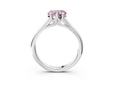White gold Fancy Pink Heart  Solitaire Engagement Ring with Six-Prong Setting and Classic Band 3