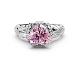 White gold Fancy Pink Heart  Solitaire Filigree Engagement Ring with Halo and Prong Setting_58