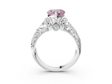 White gold Fancy Pink Heart  Solitaire Filigree Engagement Ring with Halo and Prong Setting_66