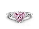 White gold Fancy Pink Heart  Solitaire Floral Milgrain Engagement Ring_31