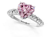 White gold Fancy Pink Heart  Solitaire Floral Milgrain Engagement Ring_32