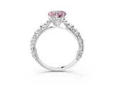 White gold Fancy Pink Heart  Solitaire Floral Milgrain Engagement Ring_34