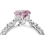 White gold Fancy Pink Heart  Solitaire Floral Milgrain Engagement Ring_35