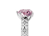 White gold Fancy Pink Heart  Solitaire Floral Milgrain Engagement Ring_36