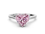 White gold Fancy Pink Heart  Solitaire Heart Prong Engagement Ring with Tapered Band_55