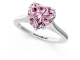 White gold Fancy Pink Heart  Solitaire Heart Prong Engagement Ring with Tapered Band_56