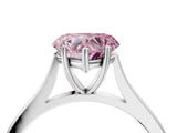 White gold Fancy Pink Heart  Solitaire Heart Prong Engagement Ring with Tapered Band_59