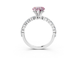 White gold Fancy Pink Heart  Solitaire Marquise Side Stone Prong Setting Ring_64