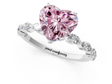 White gold Fancy Pink Heart  Solitaire Marquise Side Stone Prong Setting Ring_66