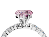 White gold Fancy Pink Heart  Solitaire Marquise Side Stone Prong Setting Ring_69