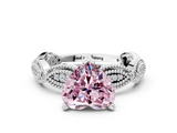 White gold Fancy Pink Heart  Solitaire Milgrain Diamond Engagement Ring with Bezel and Marquise Band_128