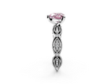White gold Fancy Pink Heart  Solitaire Milgrain Diamond Engagement Ring with Bezel and Marquise Band_130