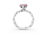 White gold Fancy Pink Heart  Solitaire Milgrain Diamond Engagement Ring with Bezel and Marquise Band_131