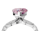 White gold Fancy Pink Heart  Solitaire Milgrain Diamond Engagement Ring with Bezel and Marquise Band_132