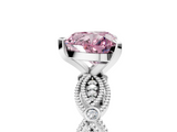 White gold Fancy Pink Heart  Solitaire Milgrain Diamond Engagement Ring with Bezel and Marquise Band_133