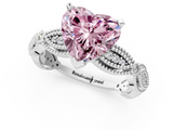 White gold Fancy Pink Heart  Solitaire Milgrain Diamond Engagement Ring with Bezel and Marquise Band_133