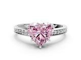White gold Fancy Pink Heart  Solitaire Pavé Band Prong Setting Ring_20
