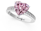 White gold Fancy Pink Heart  Solitaire Pavé Band Prong Setting Ring_21