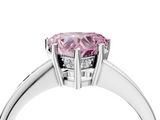 White gold Fancy Pink Heart  Solitaire Pavé Band Prong Setting Ring_24