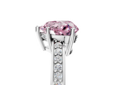 White gold Fancy Pink Heart  Solitaire Pavé Band Prong Setting Ring_25